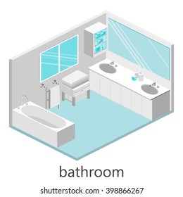 Isometric interior of bathroom