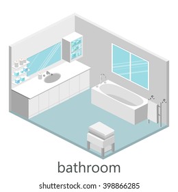 Isometric interior of bathroom
