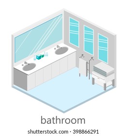 Isometric interior of bathroom