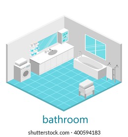 Isometric interior of bathroom