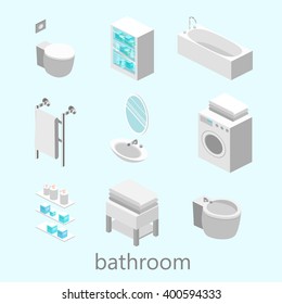 Isometric interior of bathroom