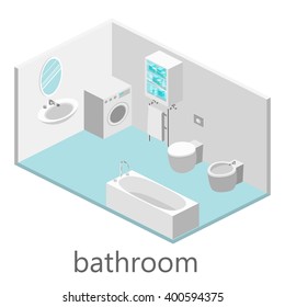 Isometric interior of bathroom