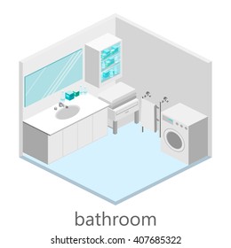 Isometric interior of bathroom
