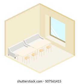 Isometric interior of coffee shop. flat 3D isometric design interior cafe or restaurant.