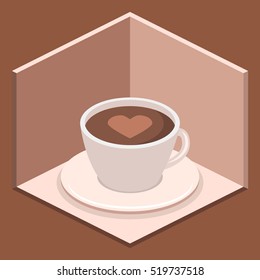 Isometric interior of coffee shop. flat 3D isometric design interior cafe or restaurant. People sit at tables and eat. Concept illustration of the room.