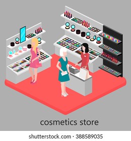 Isometric interior of cosmetics shop