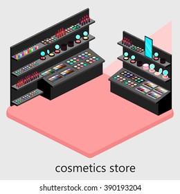 Isometric interior of cosmetics shop