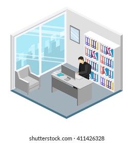 isometric interior of director's office