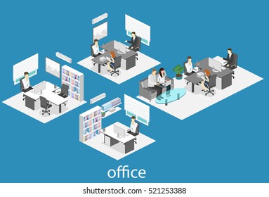 isometric interior of director's office. Flat 3D illustration of cabinet.