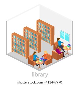 isometric interior of library