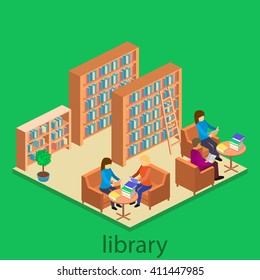 Isometric Interior Of Library