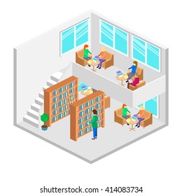 isometric interior of library