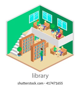 isometric interior of library