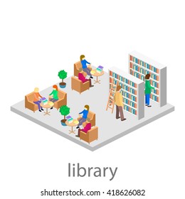 Isometric Interior Of Library