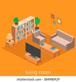 isometric interior of a  living room