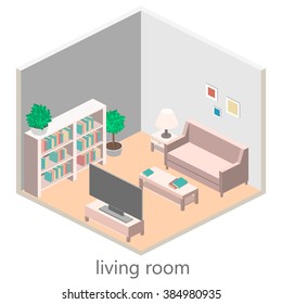 Isometric Interior Of A  Living Room