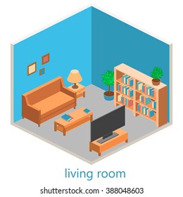 isometric interior of a  living room