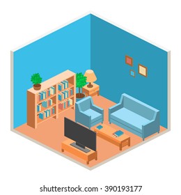 Isometric Interior Of A  Living Room