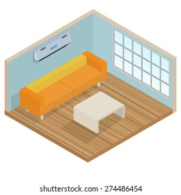 Isometric interior lounge room