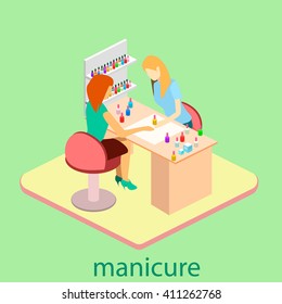 Isometric interior of nail salon