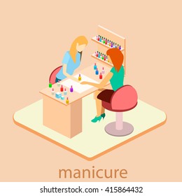 Isometric interior of nail salon