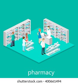 Isometric Interior Of Pharmacy