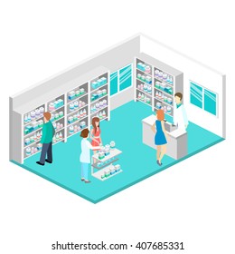 Isometric Interior Of Pharmacy