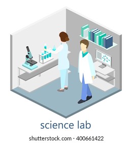 Isometric interior of science laboratory