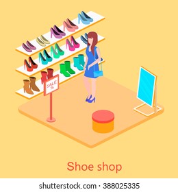 Isometric interior shoe shop