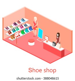 Isometric interior shoe shop