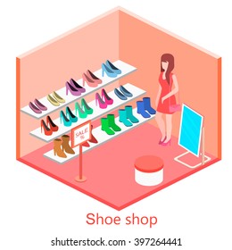 Isometric interior shoe shop