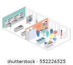 isometric interior of shopping mall. Flat 3d vector illustration.