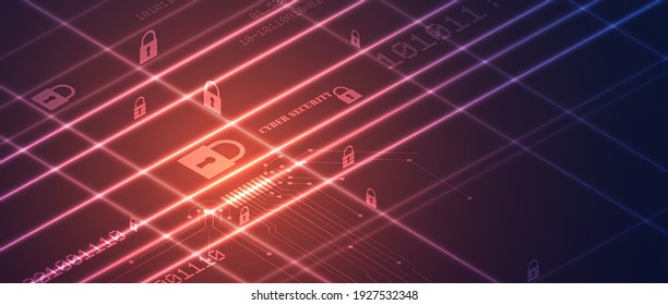 Concepto de tecnología de seguridad digital isométrica de Internet para los antecedentes empresariales. Bloquear la tarjeta de circuitos