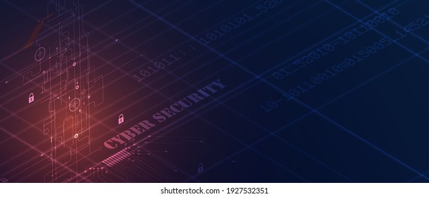 Isometric internet digital security technology concept for business background. Lock on circuit board