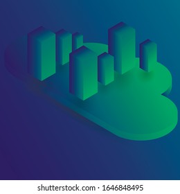 isometric internet isometry. graphs, data statistics. Modern 3d column, bar graph vector element in isometric style.