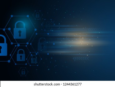 Isometric internet security lock business concept. vector illustration