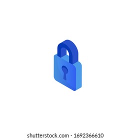 Isometric Internet security lock icon Infographic vectorial ilustración.