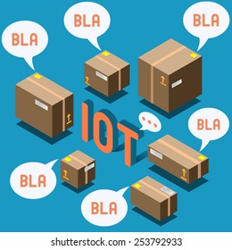 Isometric Internet Of Things Concept. Radio Scan Rfid Packaging Box Vector Illustration Icon. Rfid Internet Of Things Box Iot Isometric Packaging Radio Icon 3D Vector