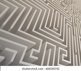 Isometric Intricacy labyrinth maze background design template vector illustration