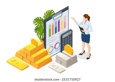 Investimento isométrico Metais preciosos Ouro ou Platina. Ouro, barras de platina. Investir no setor bancário. Aumento no custo de metais preciosos. Investimentos em títulos dourados. Comprando o aurum ETF