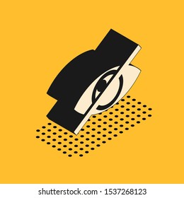 Isometric Invisible or hide icon isolated on yellow background.  Vector Illustration
