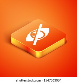 Isometric Invisible or hide icon isolated on orange background.  Vector Illustration