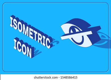 Isometric Invisible or hide icon isolated on blue background.  Vector Illustration