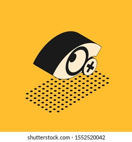 Isometric Invisible or hide icon isolated on yellow background.  Vector Illustration