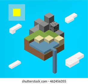 Isometric island on a sky background