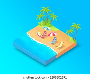Isometric island resort beach vector illustration