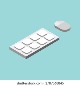 Isometric, Isolated, Minimal Keyboard and Mouse