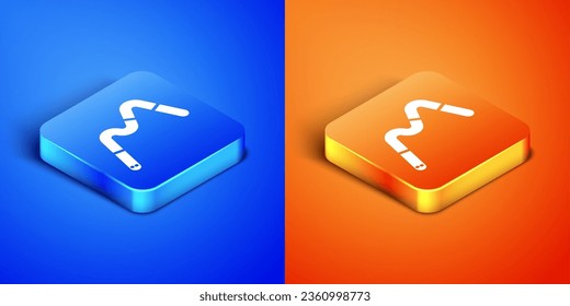 Isometric Jelly enluta un icono de caramelo aislado en el fondo azul y naranja. Botón cuadrado. Vector