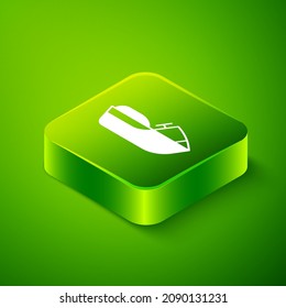 Isometric Jet ski icon isolated on green background. Water scooter. Extreme sport. Green square button. Vector