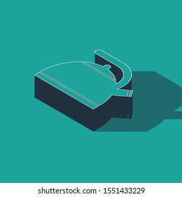 Isometric Kettle with handle icon isolated on green background. Teapot icon.  Vector Illustration